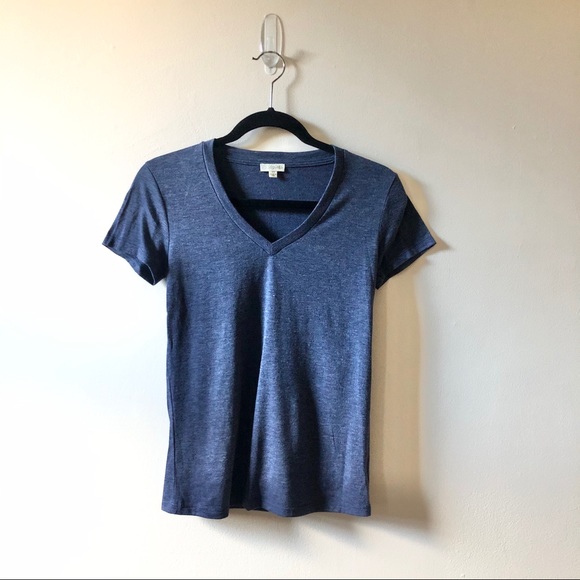 Lily White Tops - Lily White Heather Navy V Neck Tee Shirt